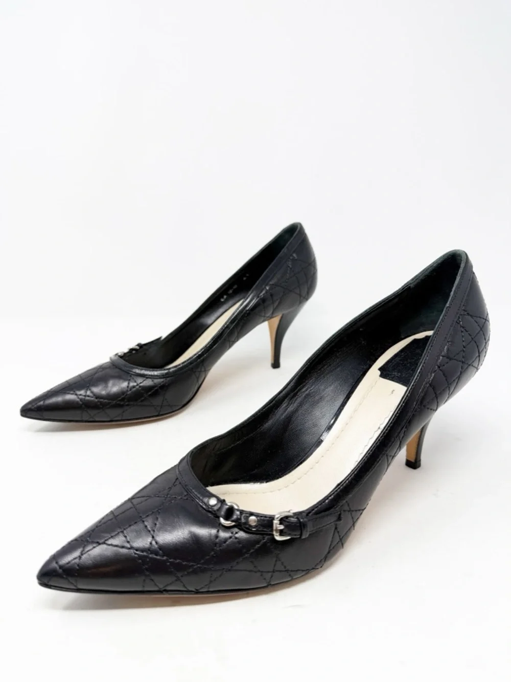 Dior Cannage Quilted Leather Pointed Toe Heels Womens Size EU 41